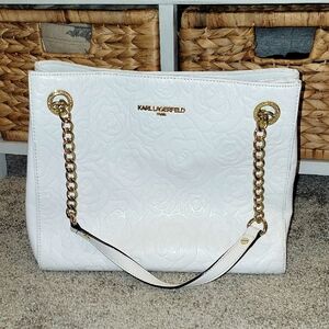 Gorgeous Leather White Rose Karl Lagerfeld Purse